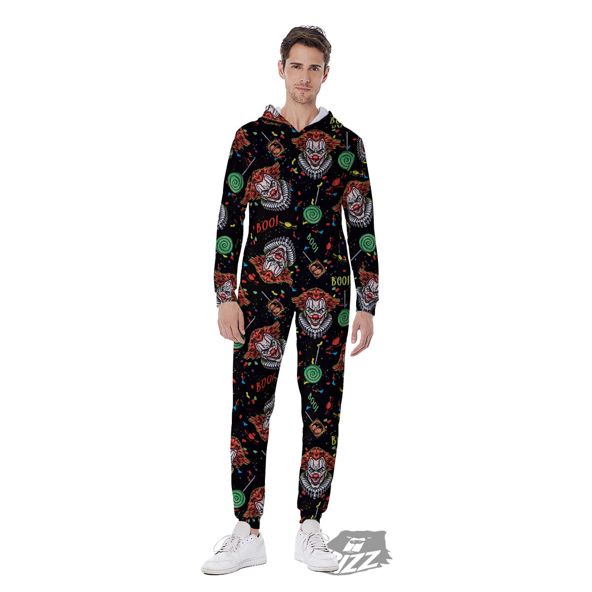 Scary Clown Halloween Print Pattern Men's Jumpsuit-grizzshop