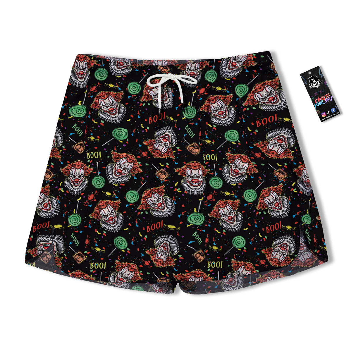 Scary Clown Halloween Print Pattern Men's Running Shorts-grizzshop