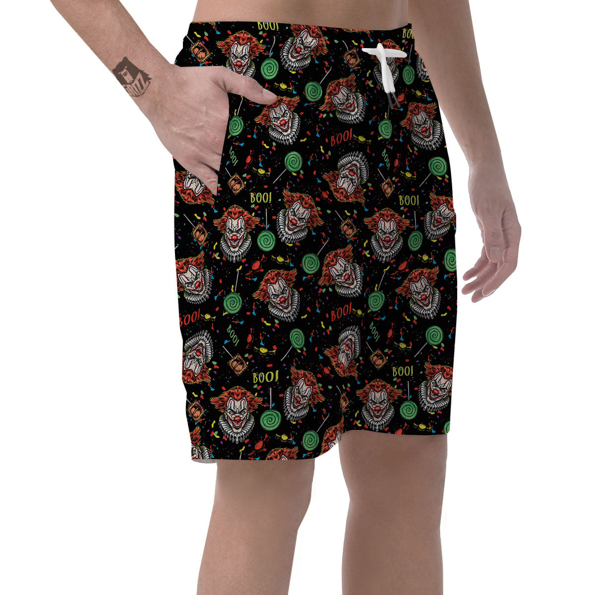 Scary Clown Halloween Print Pattern Men's Shorts-grizzshop
