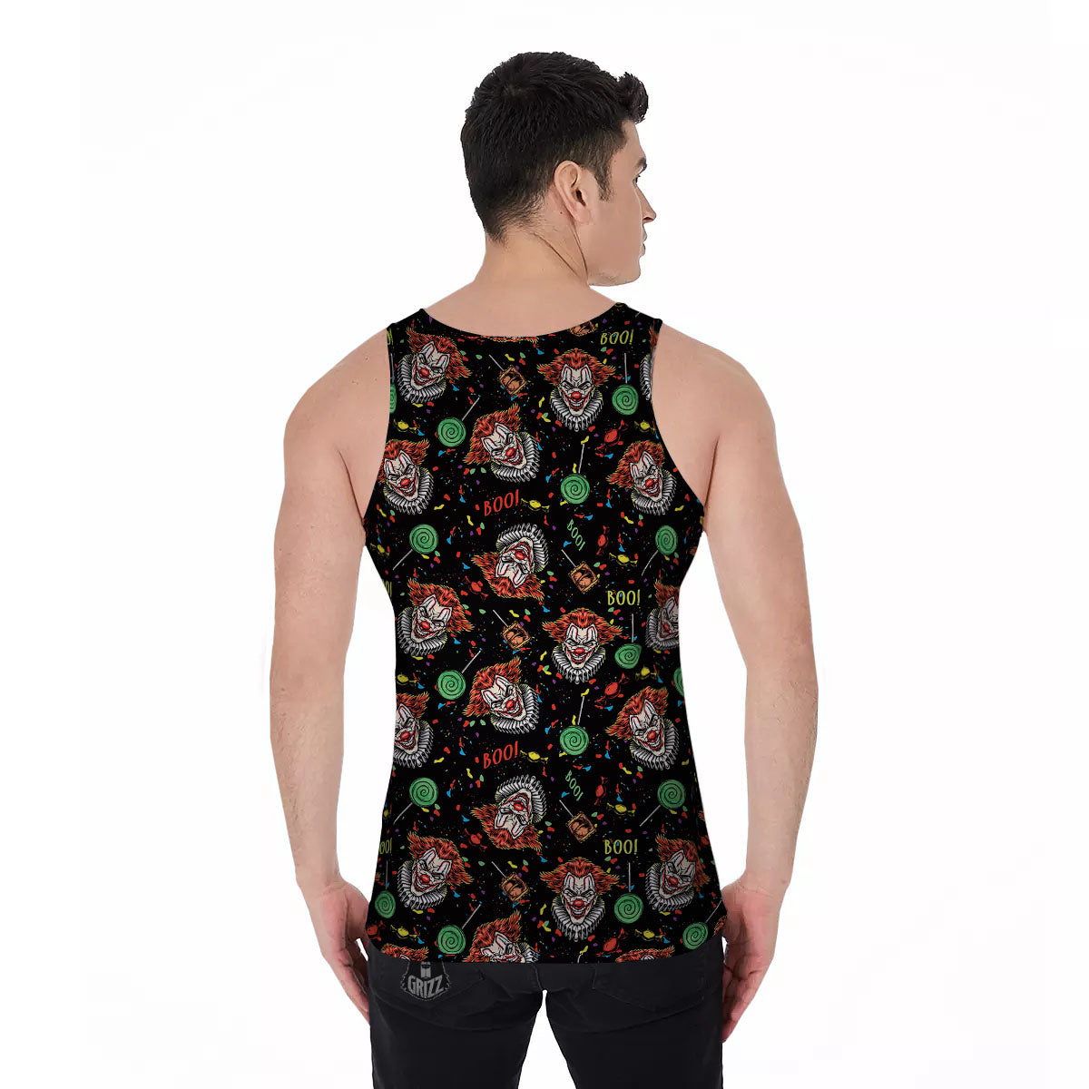 Scary Clown Halloween Print Pattern Men's Tank Top-grizzshop