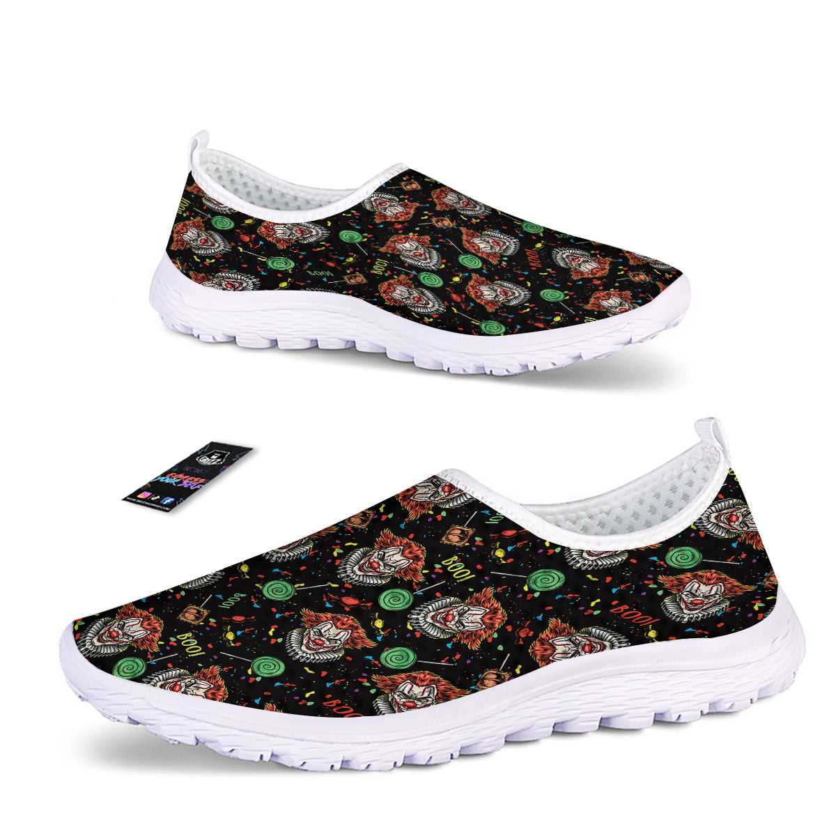 Scary Clown Halloween Print Pattern Nurse Shoes-grizzshop