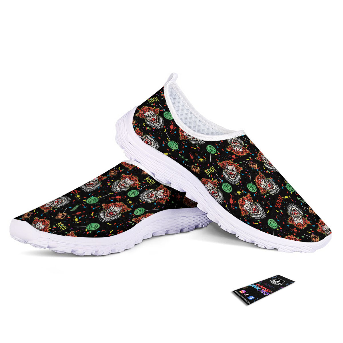 Scary Clown Halloween Print Pattern Nurse Shoes-grizzshop