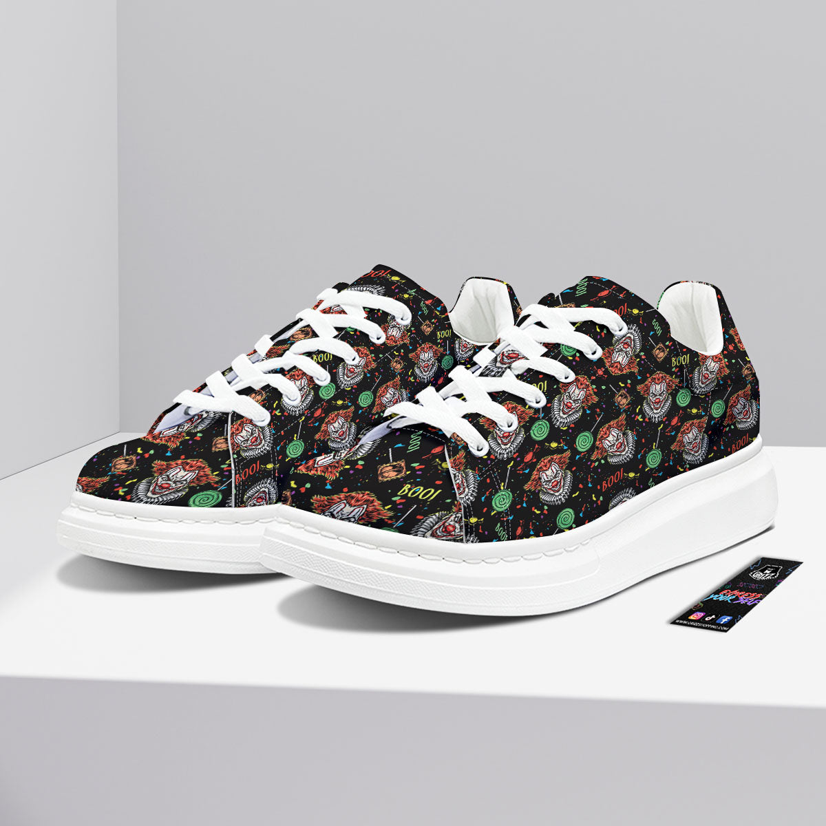 Scary Clown Halloween Print Pattern Platform Shoes-grizzshop
