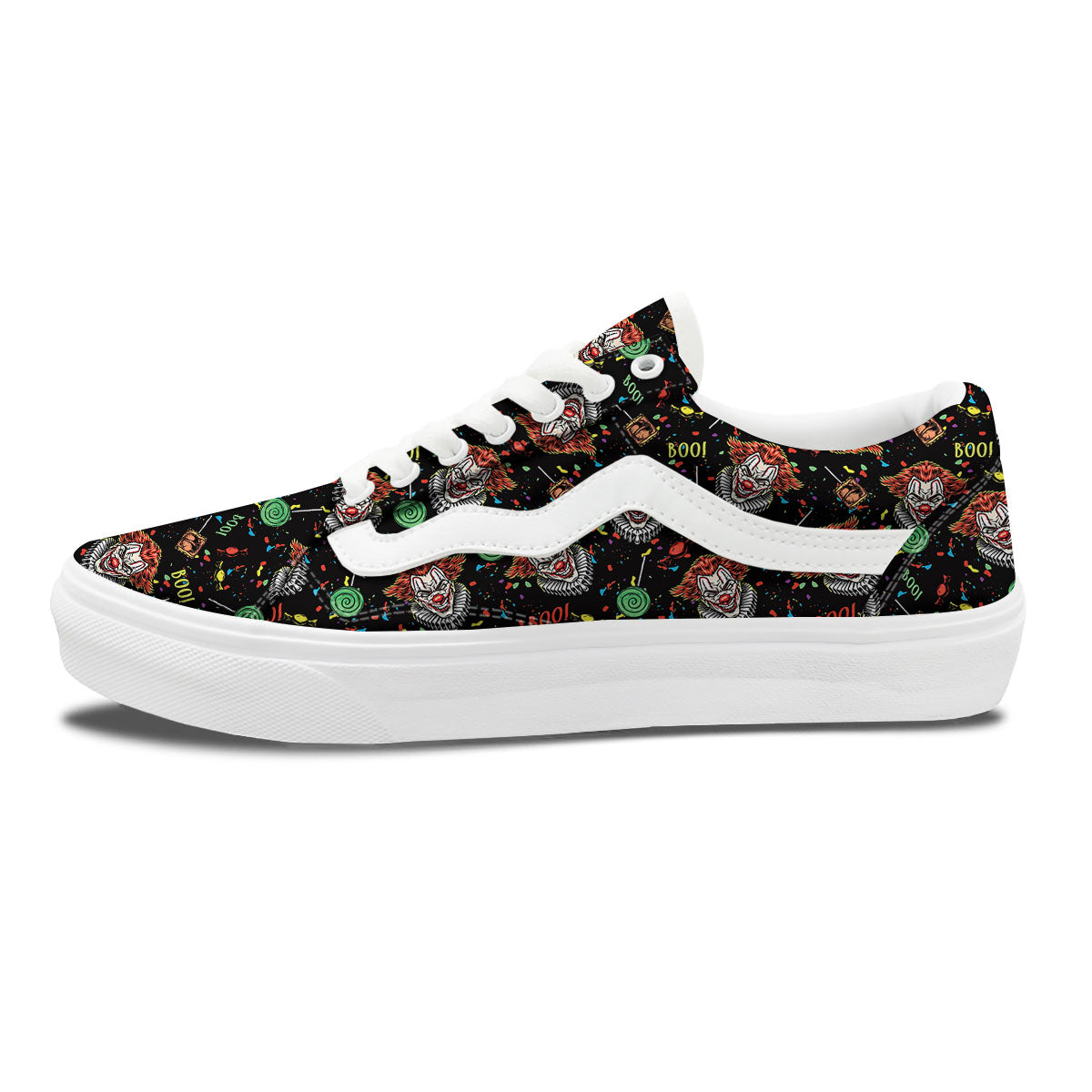 Scary Clown Halloween Print Pattern Skate Shoes-grizzshop