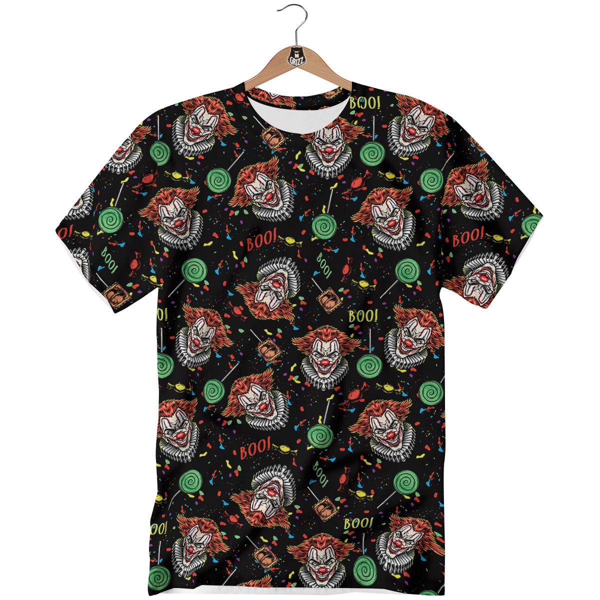Scary Clown Halloween Print Pattern T-Shirt-grizzshop