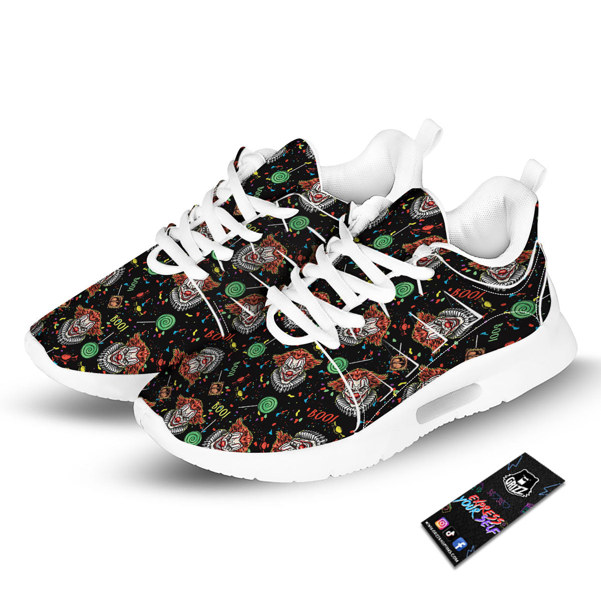 Scary Clown Halloween Print Pattern Tennis Shoes-grizzshop