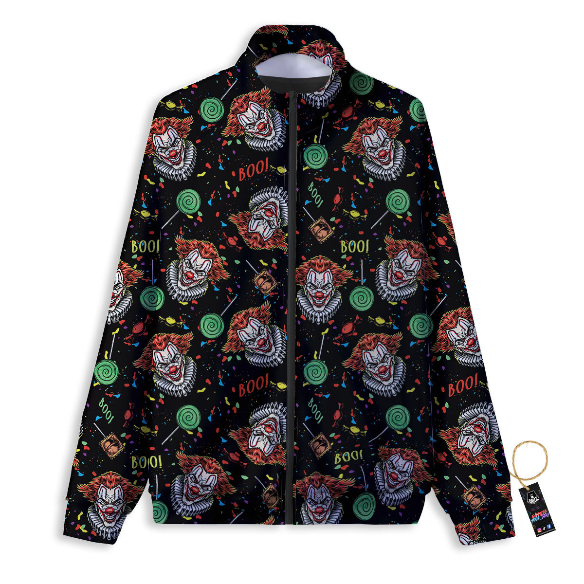 Scary Clown Halloween Print Pattern Track Jacket-grizzshop