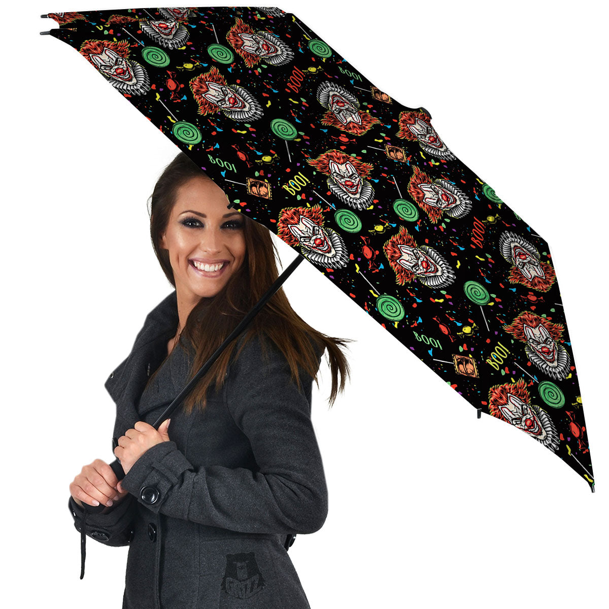 Scary Clown Halloween Print Pattern Umbrella-grizzshop