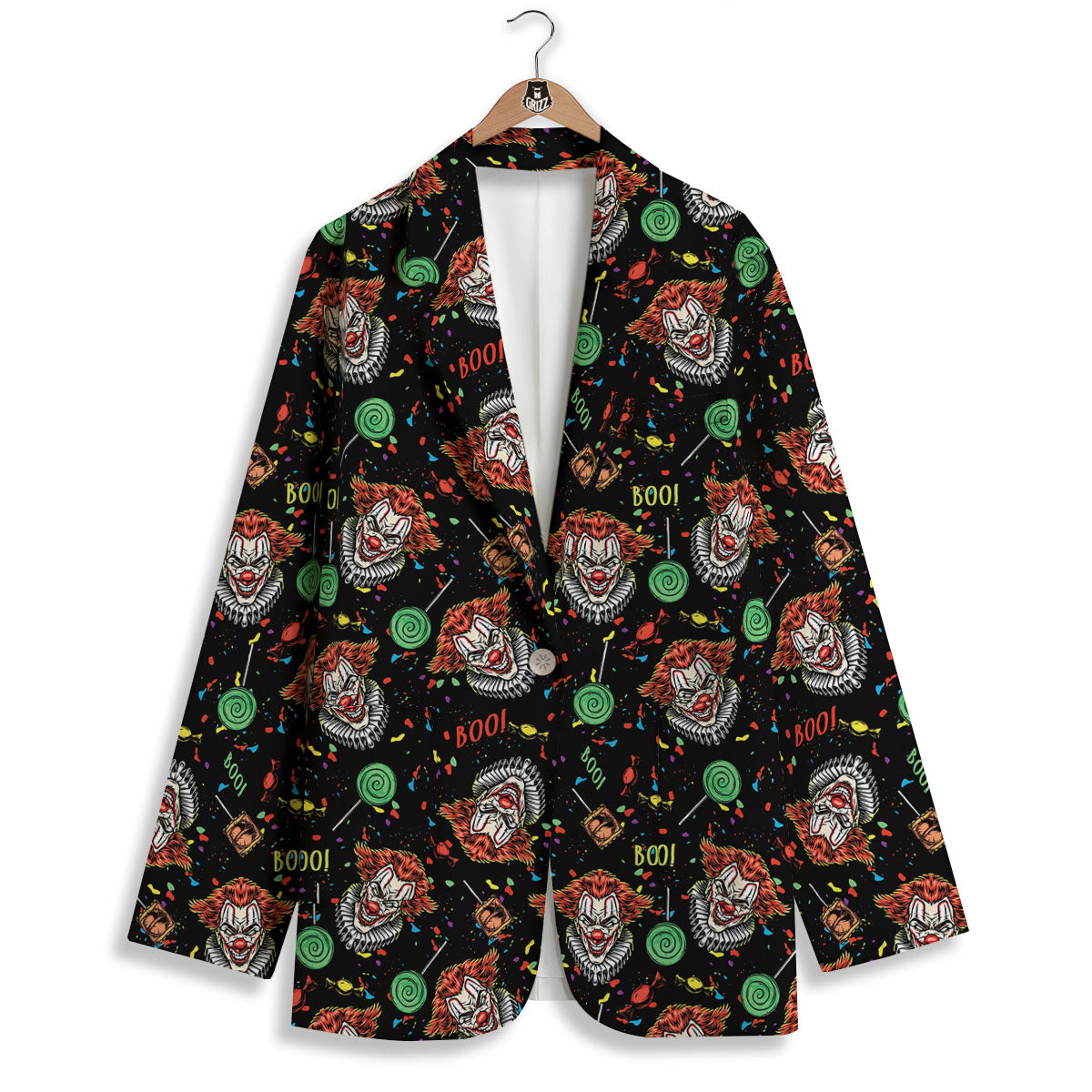 Scary Clown Halloween Print Pattern Women's Blazer-grizzshop