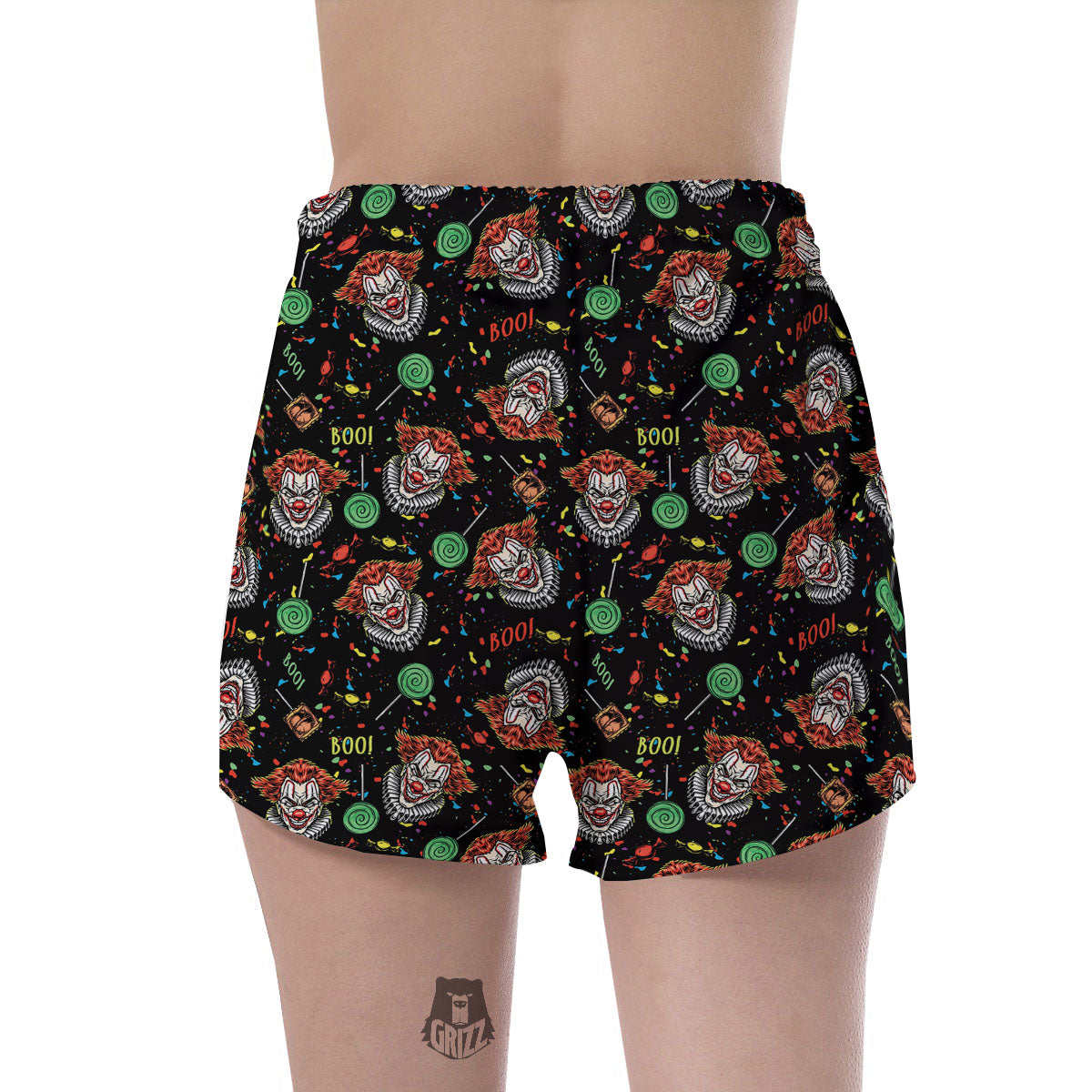 Scary Clown Halloween Print Pattern Women's Shorts-grizzshop