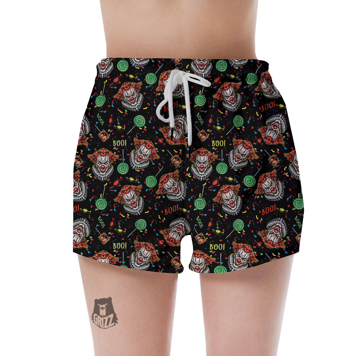 Scary Clown Halloween Print Pattern Women's Shorts-grizzshop
