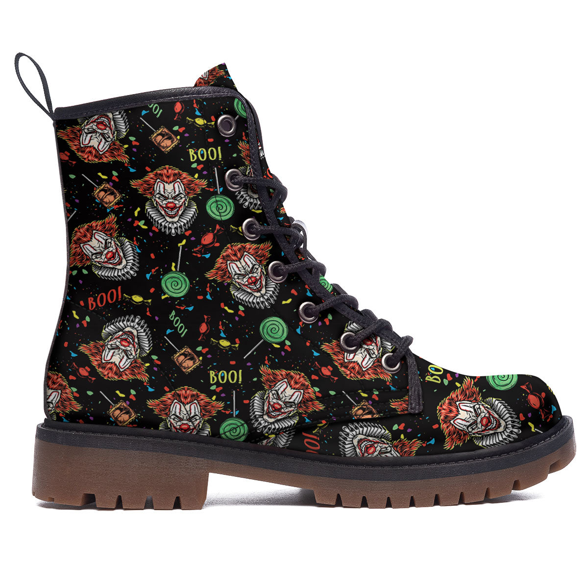 Scary Clown Halloween Print Pattern Work Boots-grizzshop