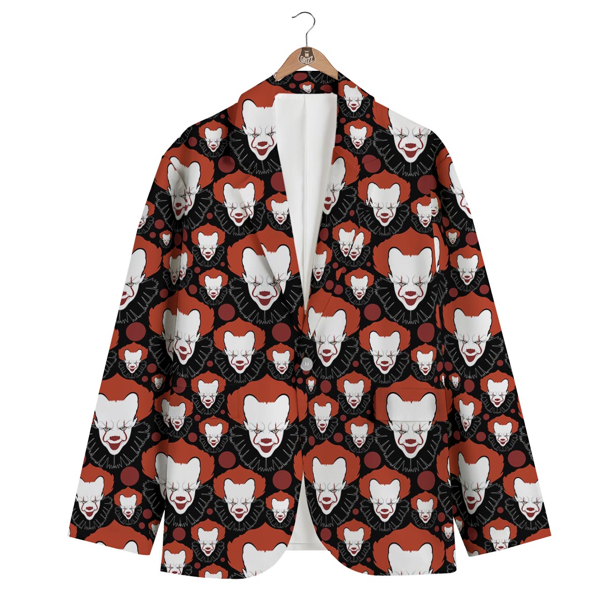 Scary Clown Pattern Print Men's Blazer-grizzshop