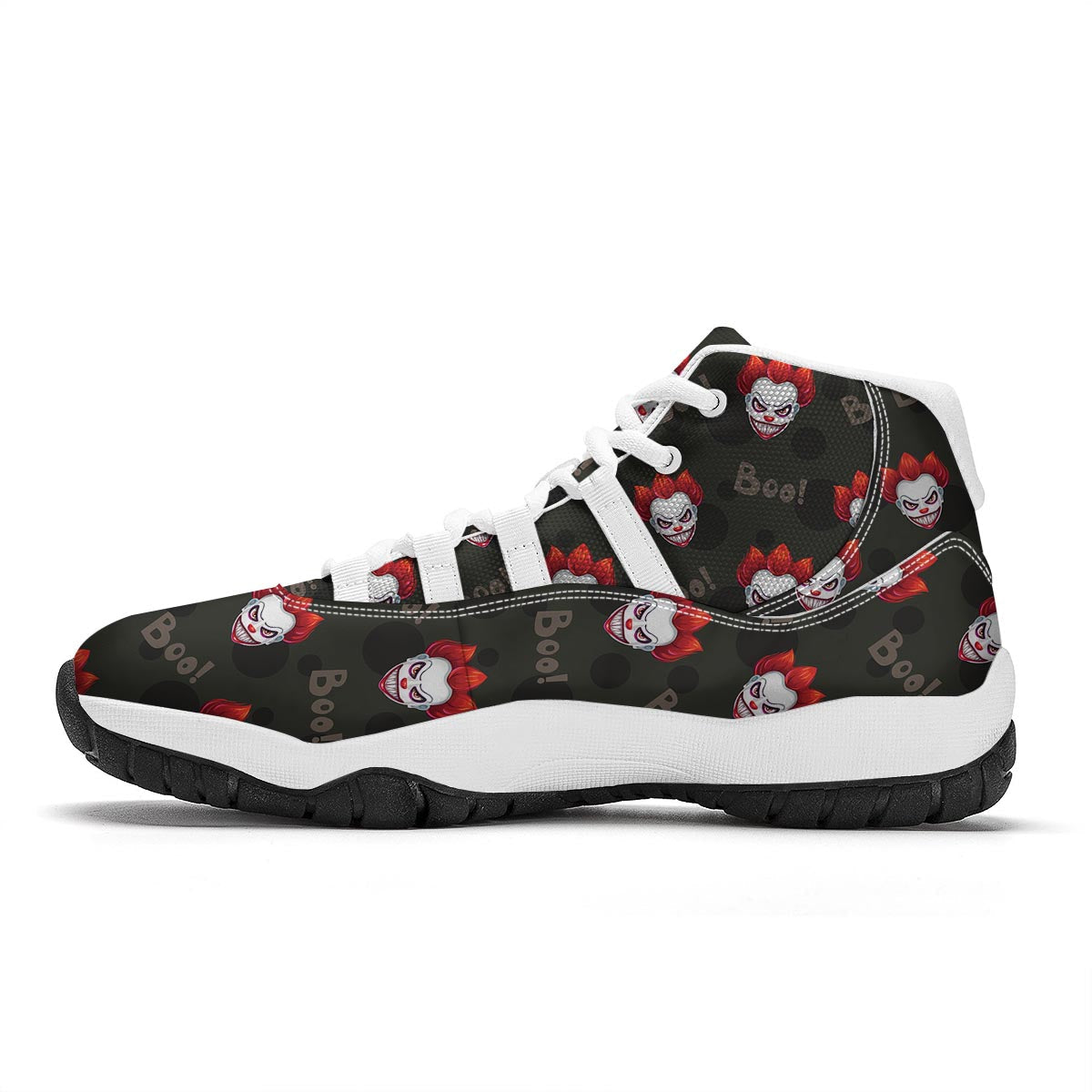 Scary Clown Print Pattern White Bball Shoes-grizzshop