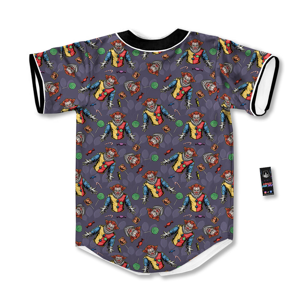 Scary Evil Clown Print Pattern Baseball Jersey-grizzshop