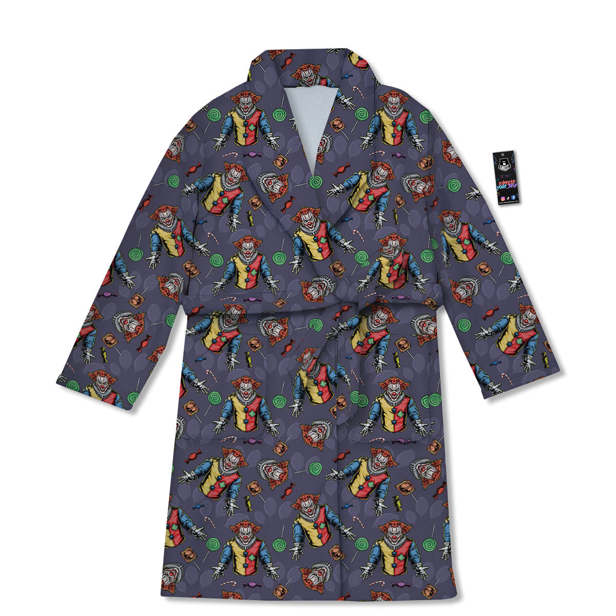 Scary Evil Clown Print Pattern Bathrobe-grizzshop