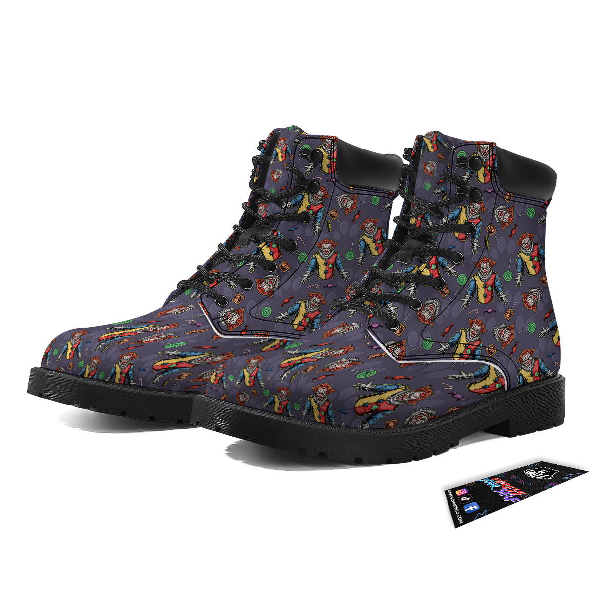 Scary Evil Clown Print Pattern Boots-grizzshop