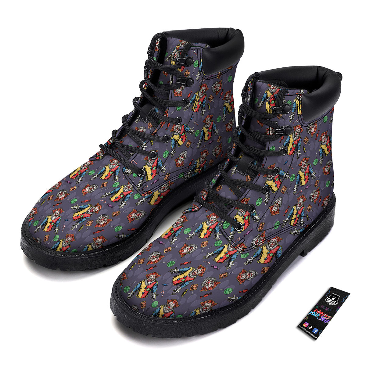 Scary Evil Clown Print Pattern Boots-grizzshop