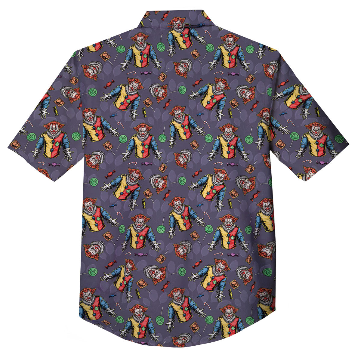 Scary Evil Clown Print Pattern Button Up Shirt-grizzshop