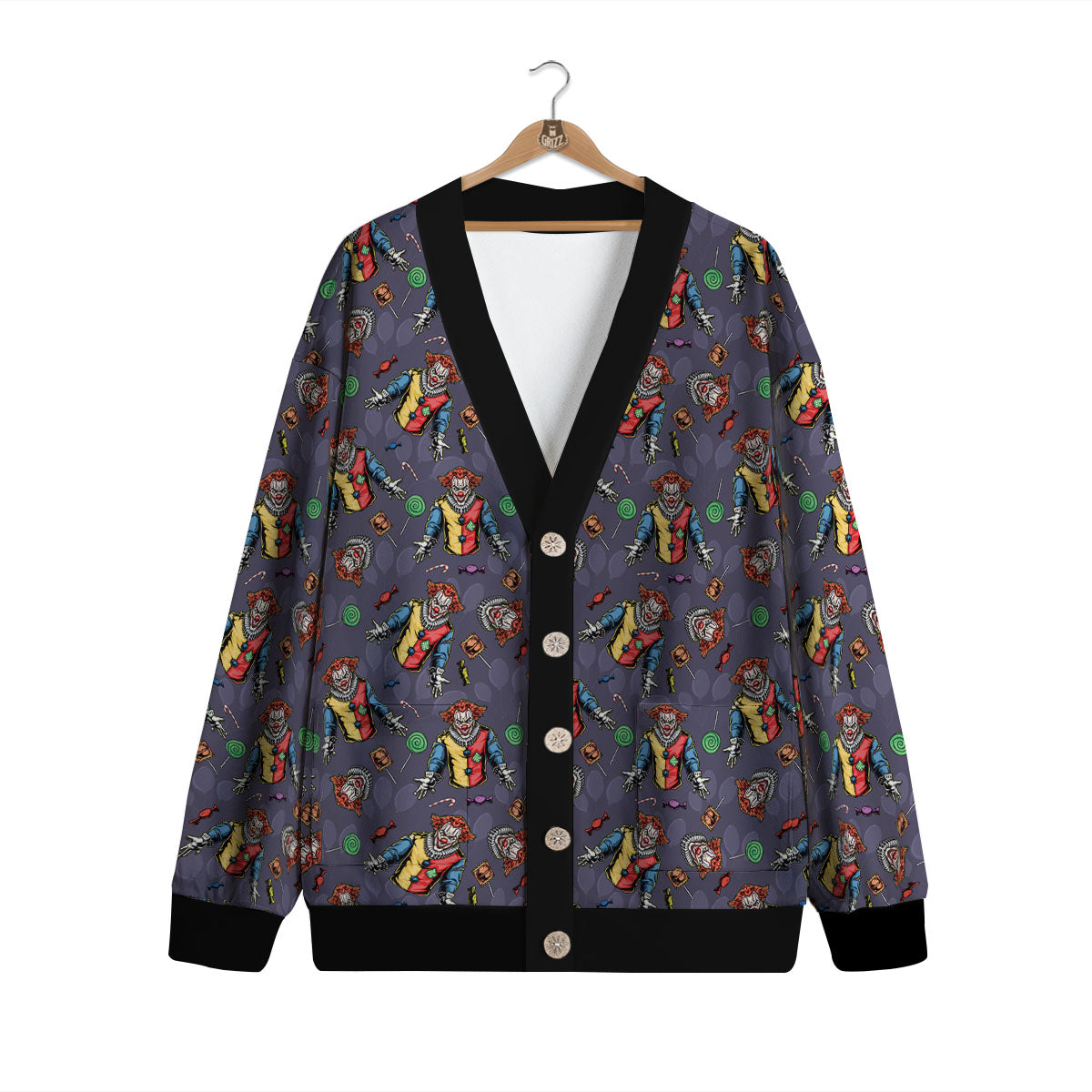 Scary Evil Clown Print Pattern Cardigan-grizzshop