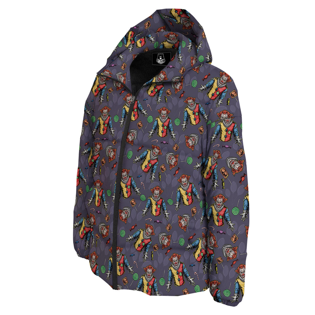 Scary Evil Clown Print Pattern Down Jacket-grizzshop