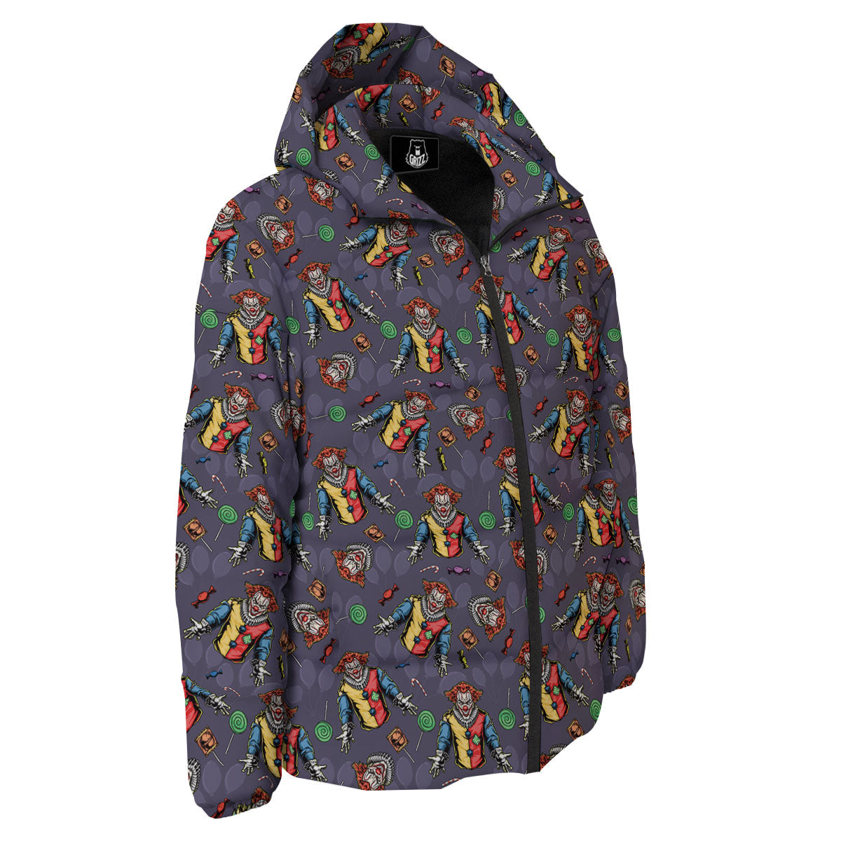 Scary Evil Clown Print Pattern Down Jacket-grizzshop