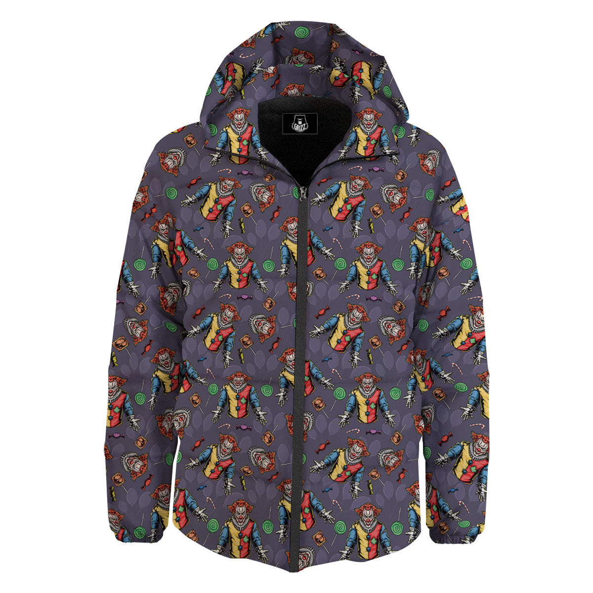 Scary Evil Clown Print Pattern Down Jacket-grizzshop