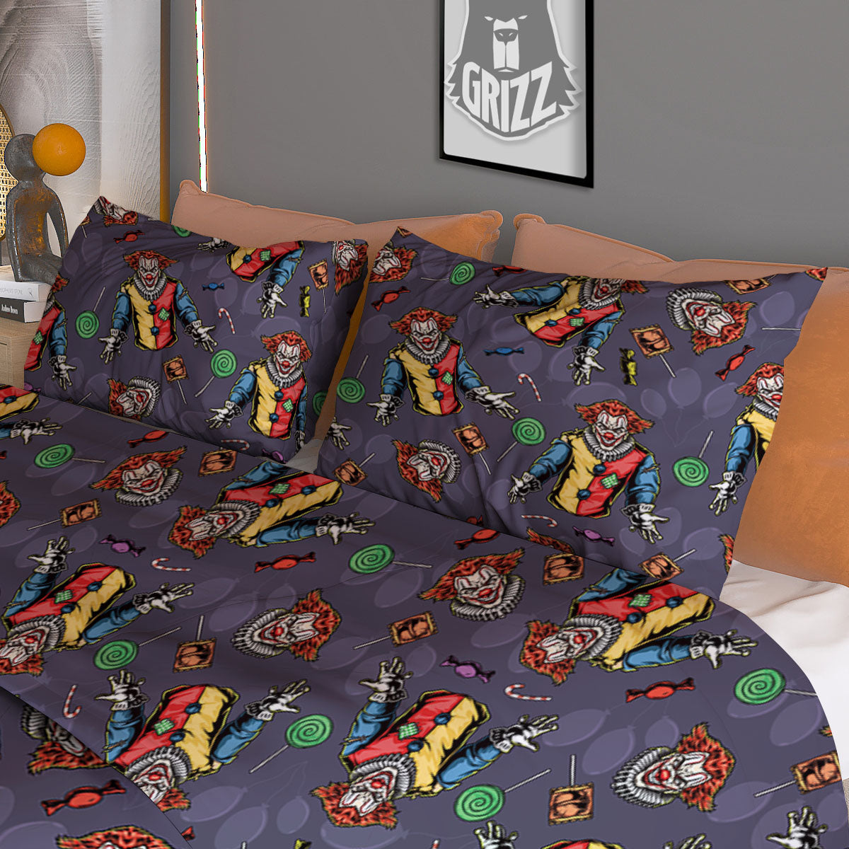 Scary Evil Clown Print Pattern Duvet Cover Bedding Set