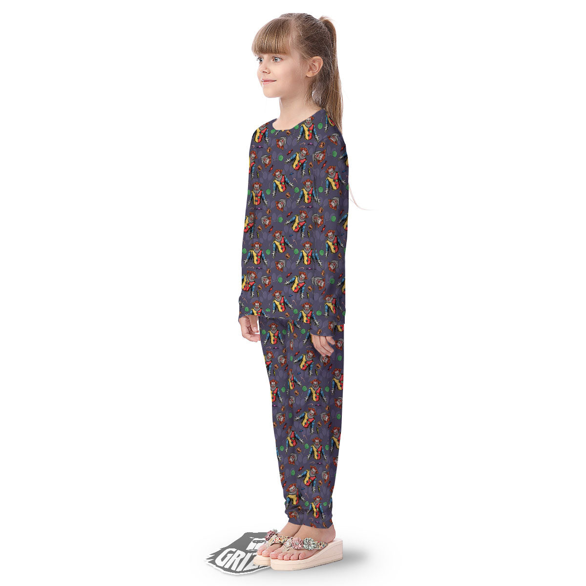 Scary Evil Clown Print Pattern Kid's Pajamas-grizzshop