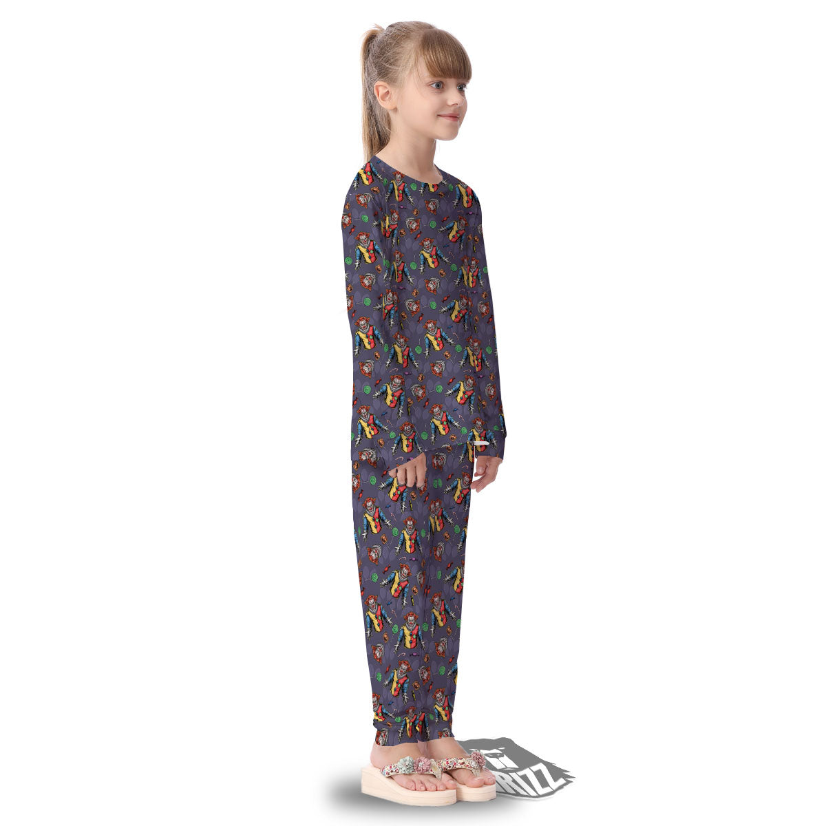 Scary Evil Clown Print Pattern Kid's Pajamas-grizzshop