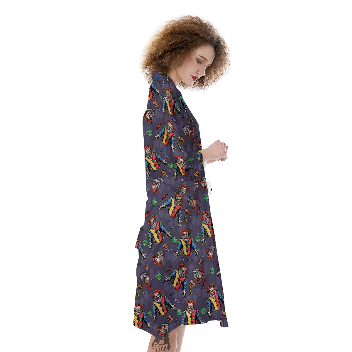 Scary Evil Clown Print Pattern Kimono-grizzshop