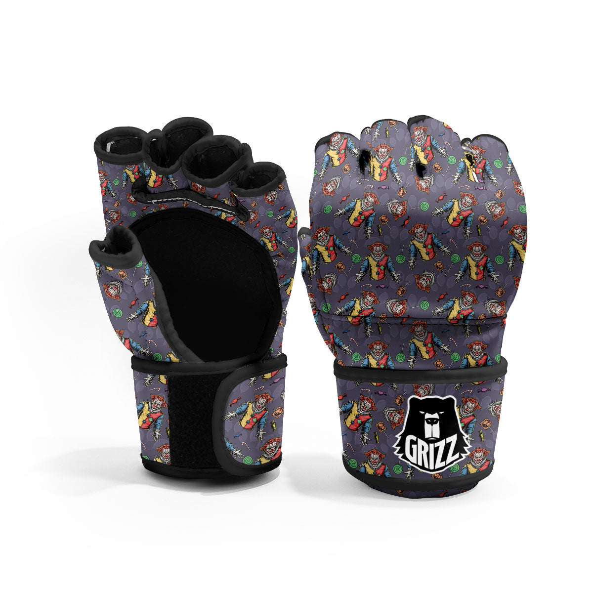Scary Evil Clown Print Pattern MMA Gloves-grizzshop