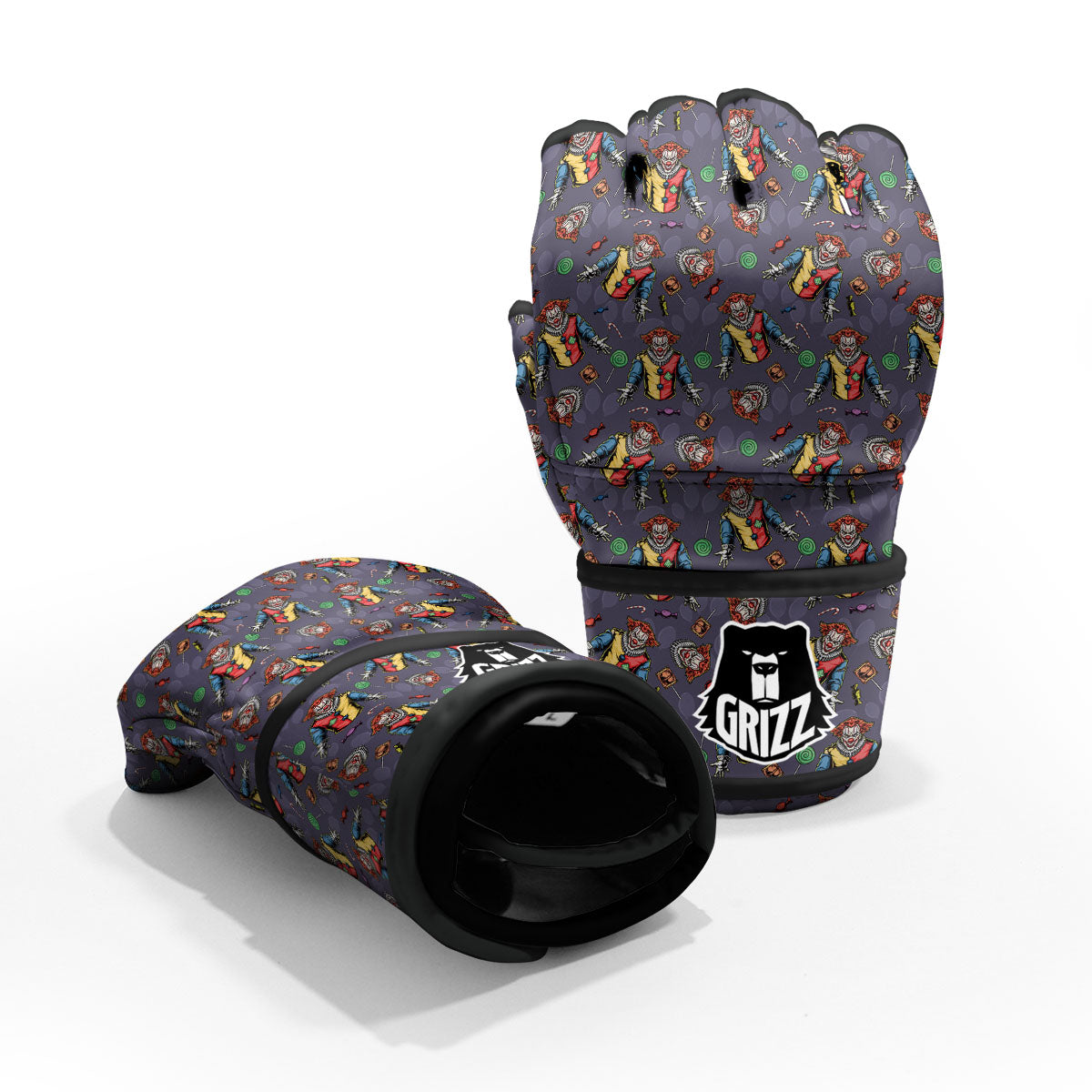Scary Evil Clown Print Pattern MMA Gloves-grizzshop