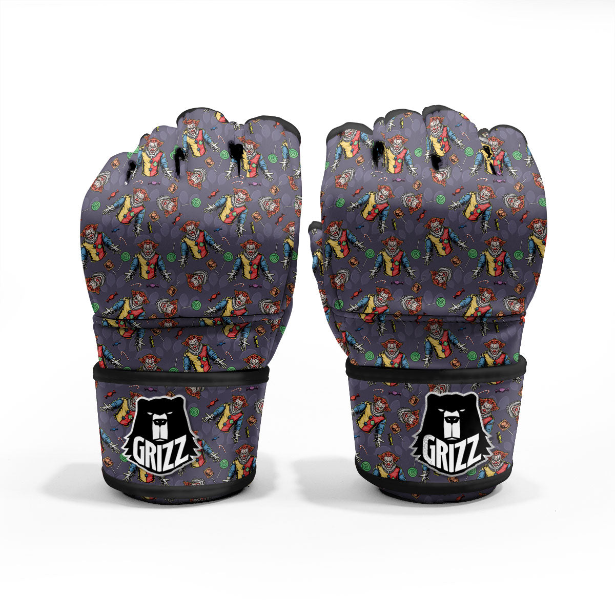 Scary Evil Clown Print Pattern MMA Gloves-grizzshop