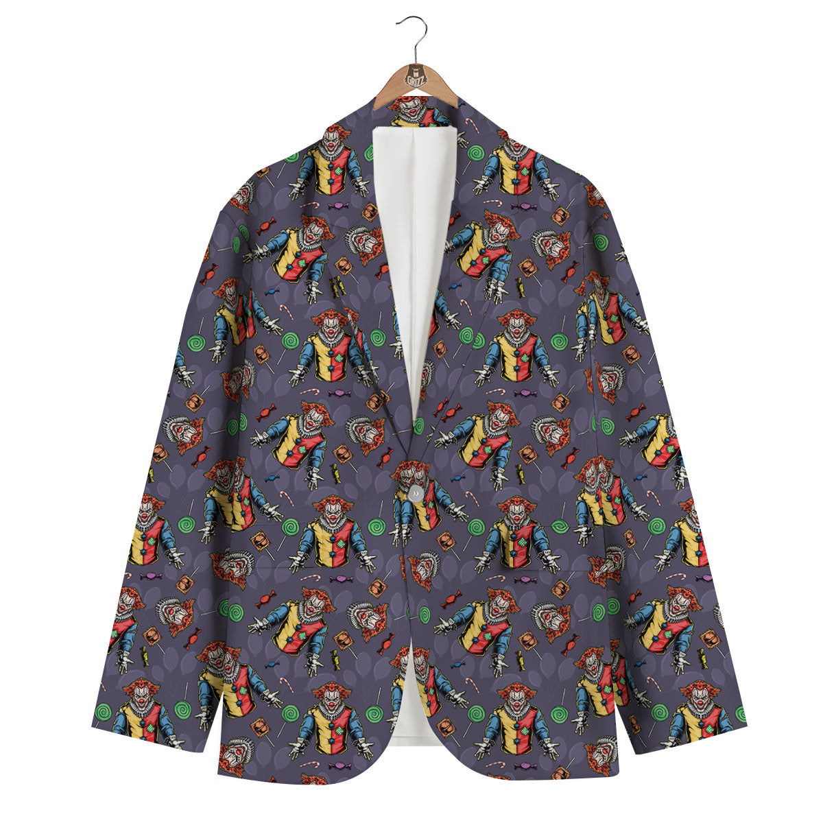 Scary Evil Clown Print Pattern Men's Blazer-grizzshop