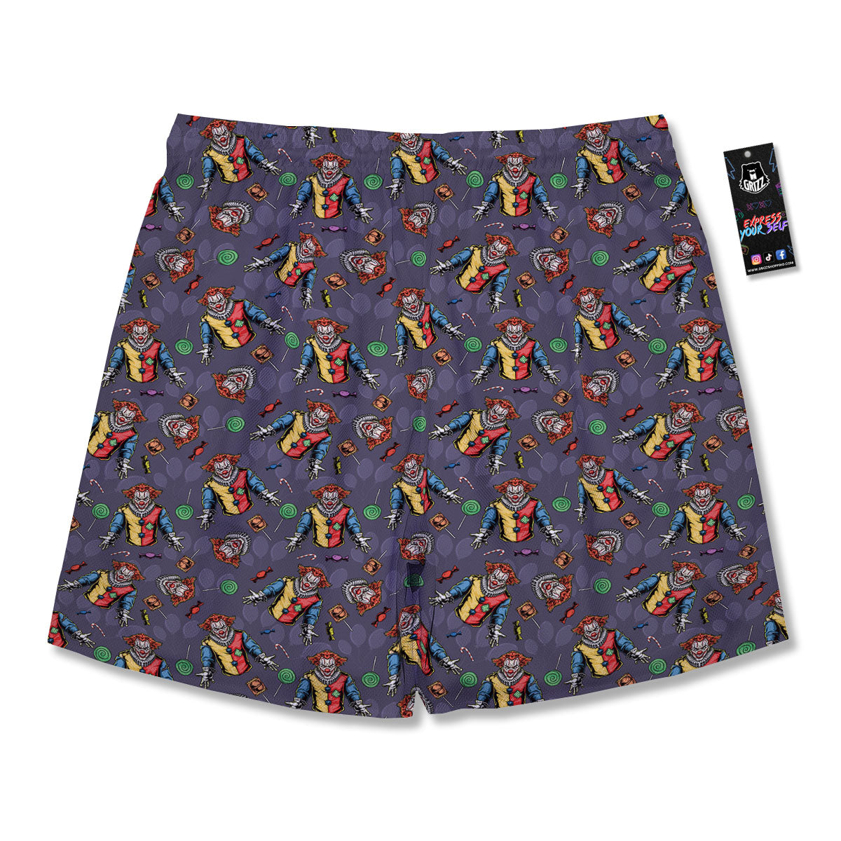 Scary Evil Clown Print Pattern Men's Running Shorts-grizzshop