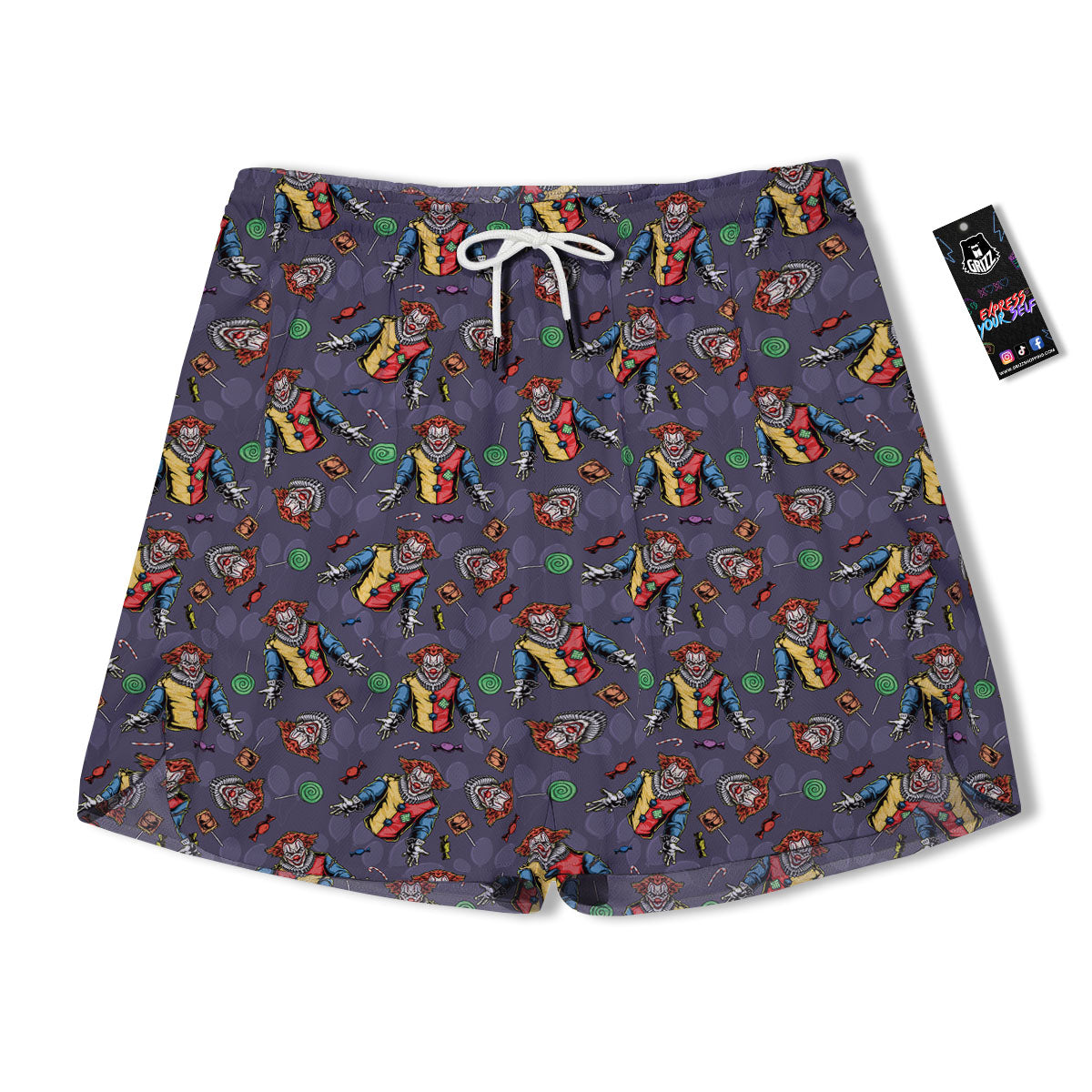 Scary Evil Clown Print Pattern Men's Running Shorts-grizzshop