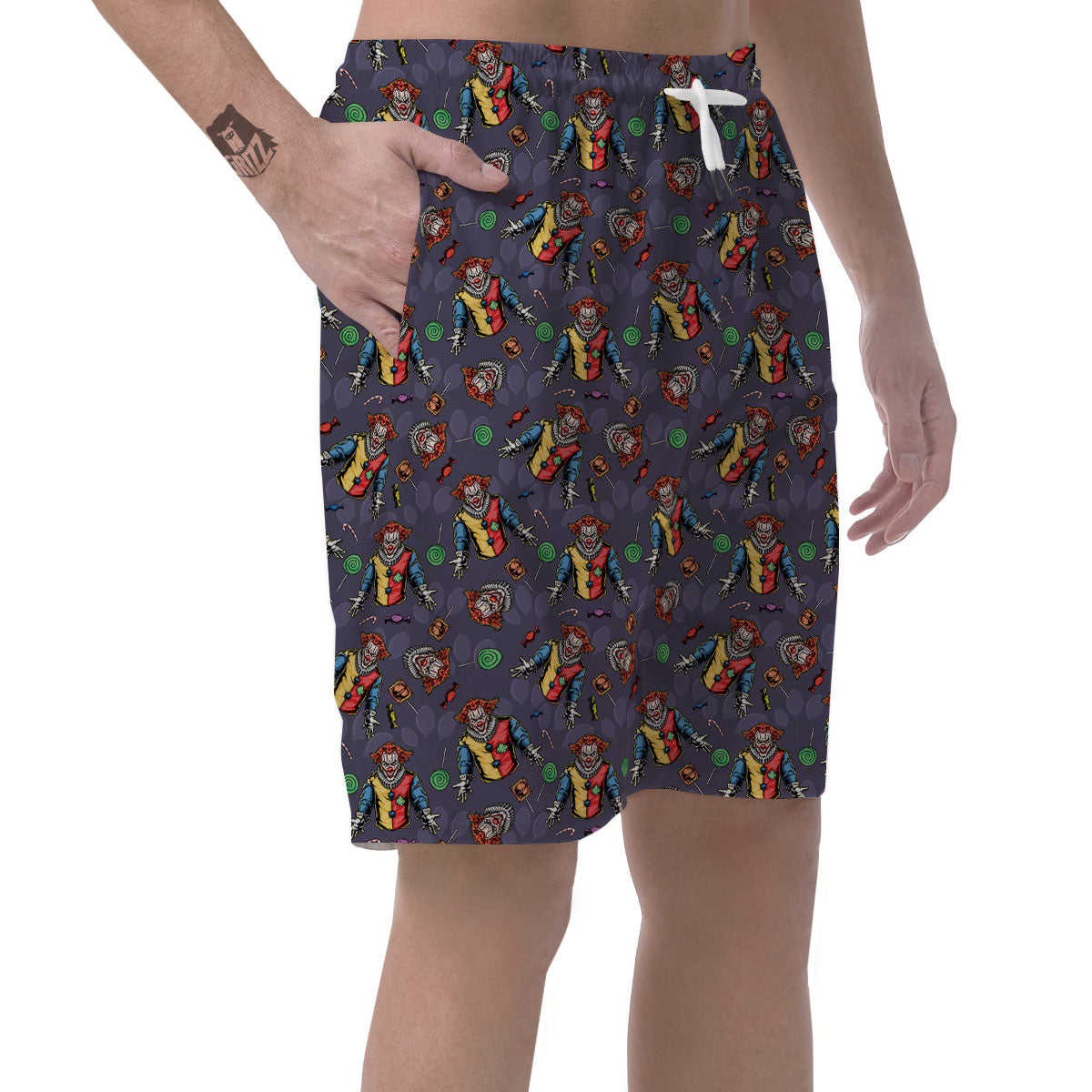 Scary Evil Clown Print Pattern Men's Shorts-grizzshop