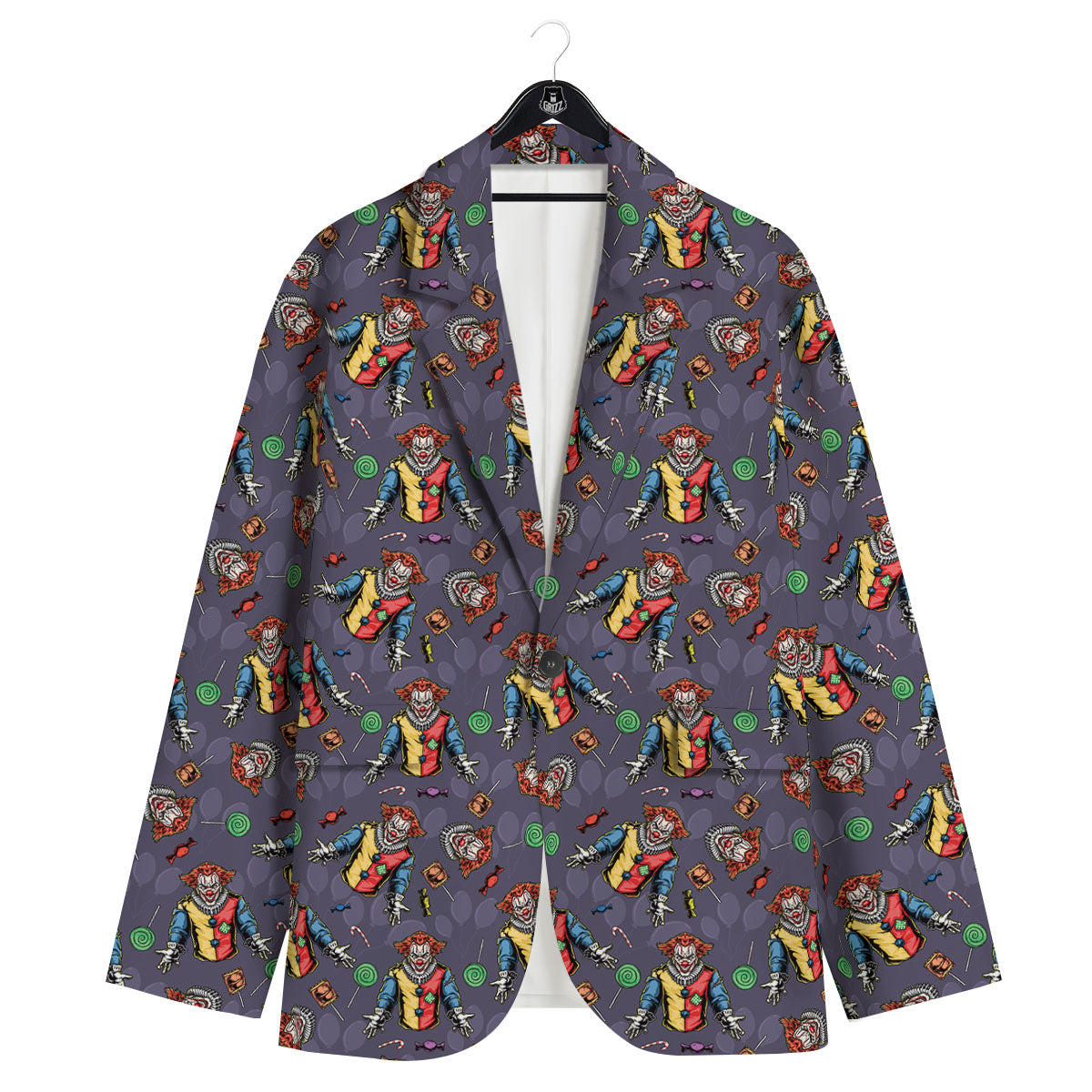 Scary Evil Clown Print Pattern Men's Sport Coat-grizzshop