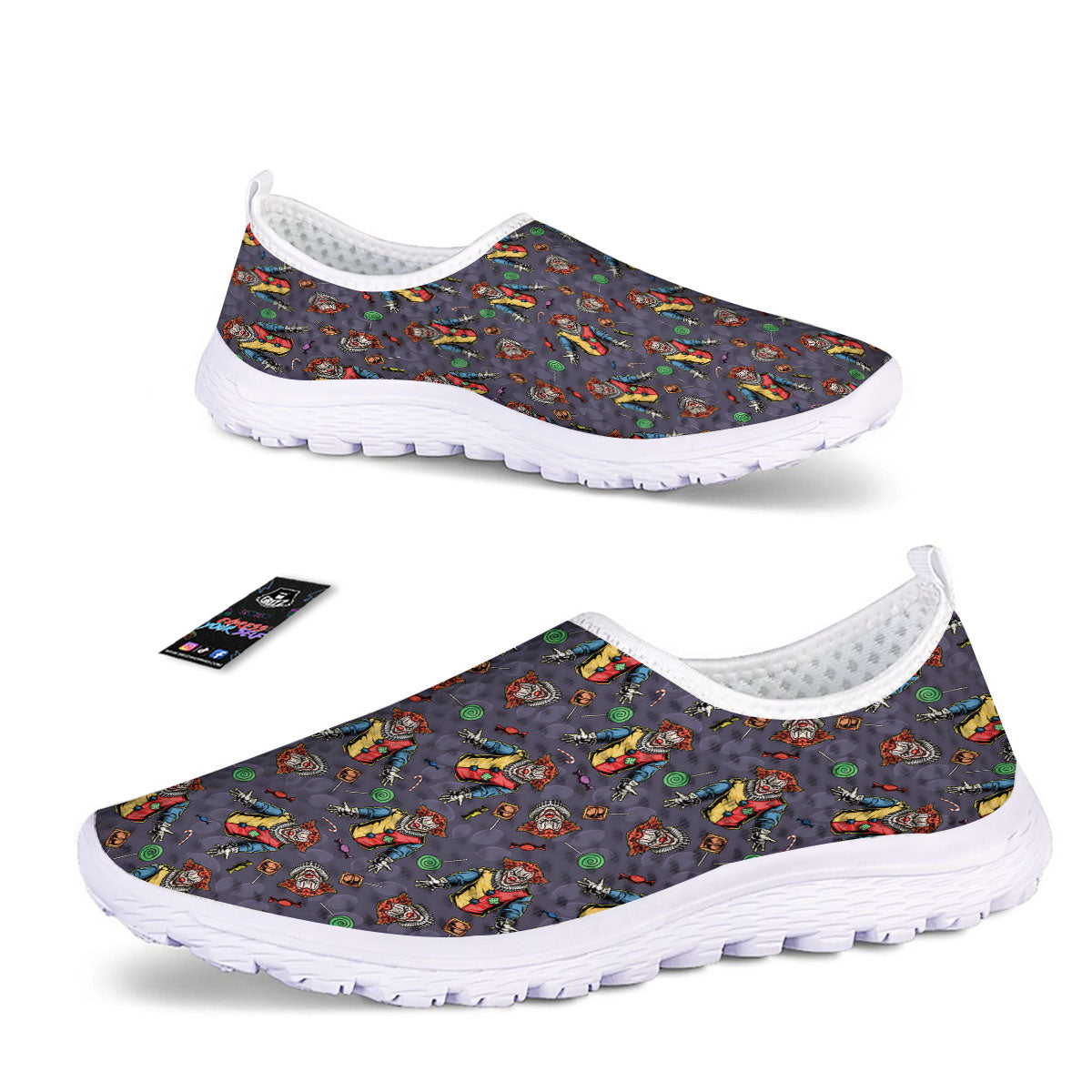 Scary Evil Clown Print Pattern Nurse Shoes-grizzshop