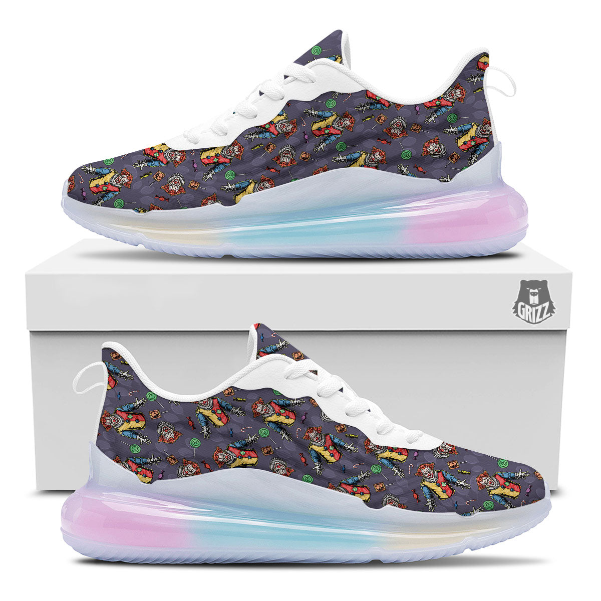 Scary Evil Clown Print Pattern Running Sneakers-grizzshop