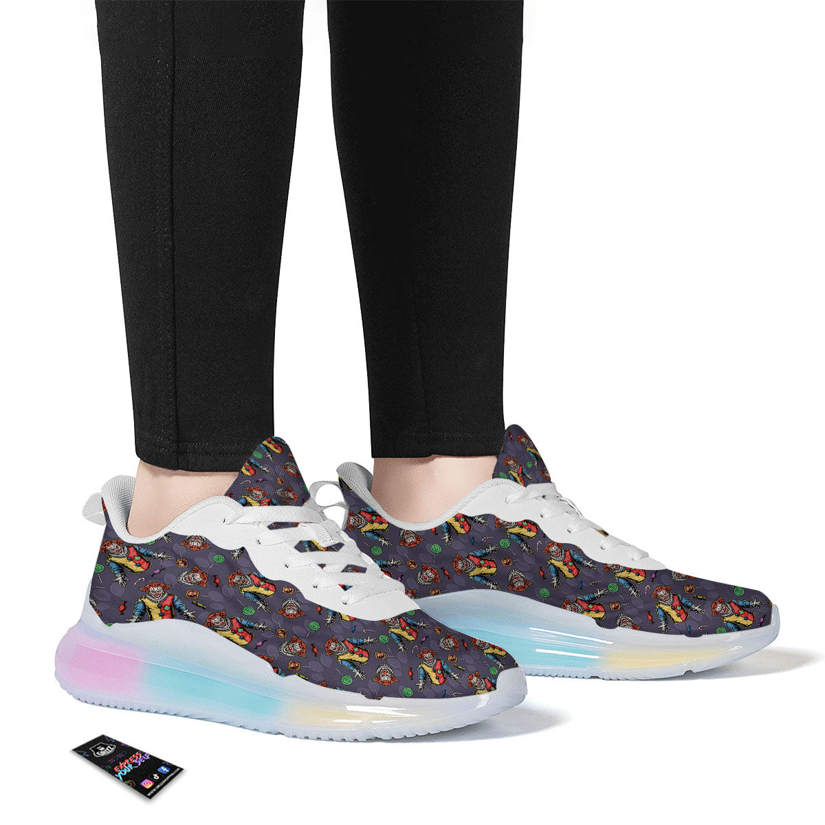 Scary Evil Clown Print Pattern Running Sneakers-grizzshop