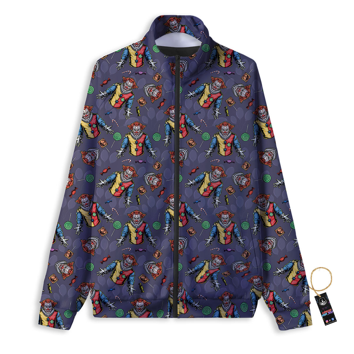 Scary Evil Clown Print Pattern Track Jacket-grizzshop