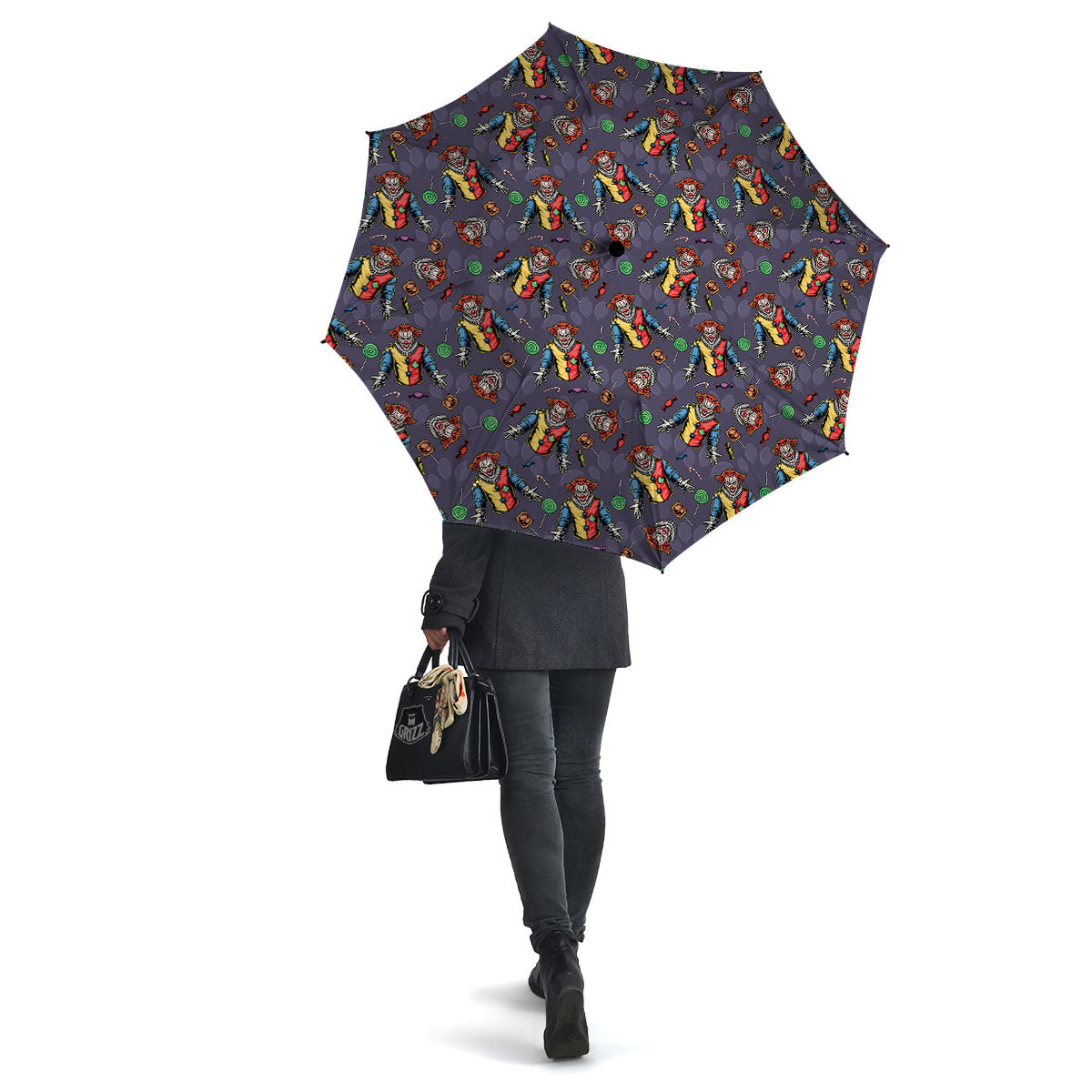 Scary Evil Clown Print Pattern Umbrella-grizzshop
