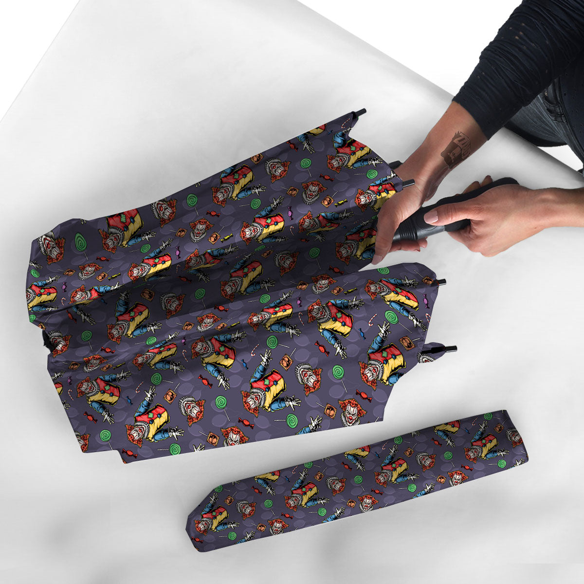Scary Evil Clown Print Pattern Umbrella-grizzshop