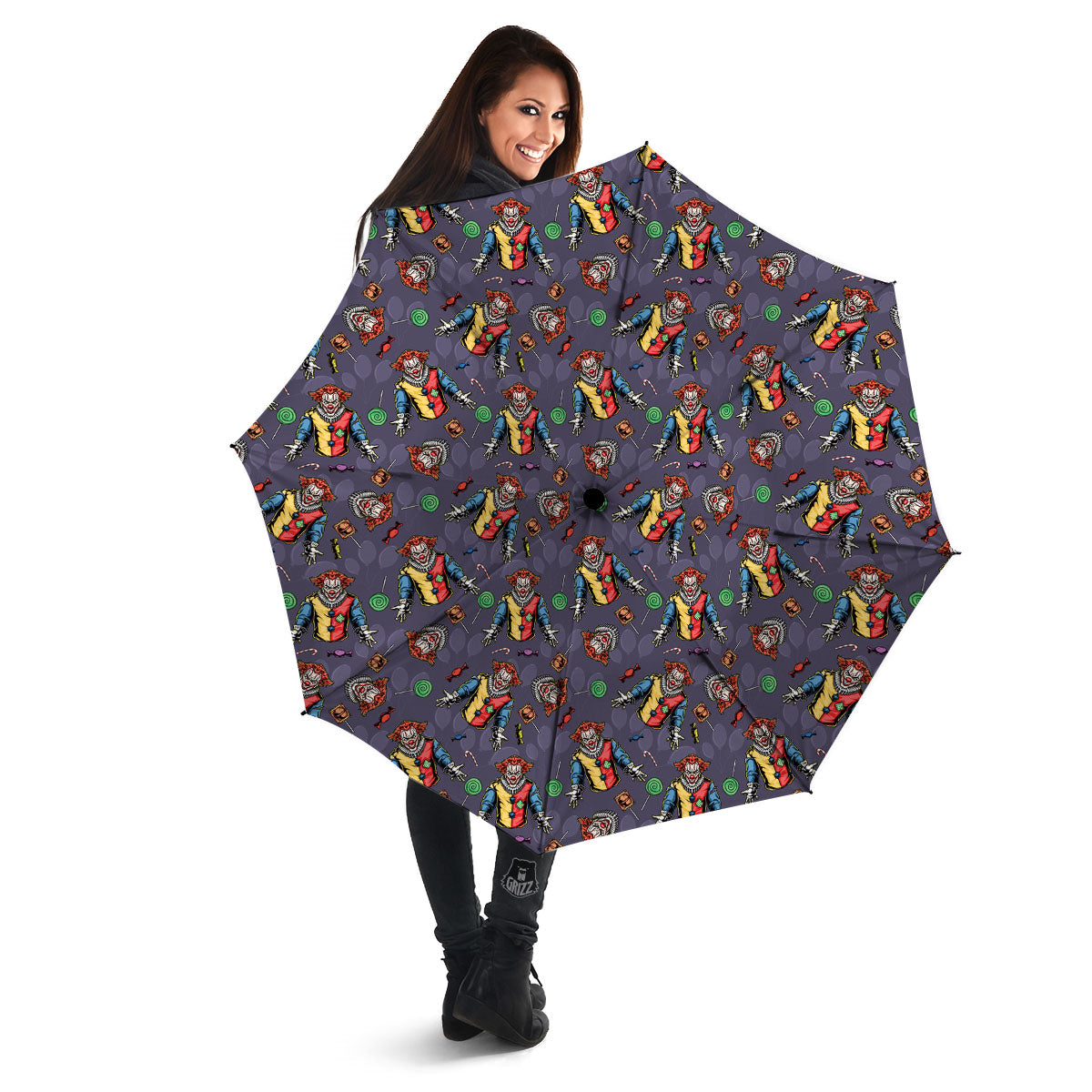 Scary Evil Clown Print Pattern Umbrella-grizzshop