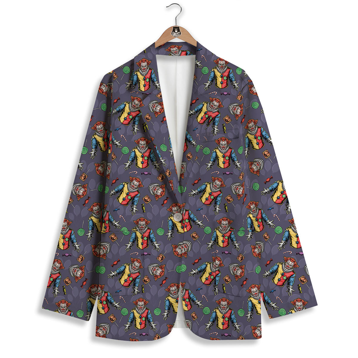 Scary Evil Clown Print Pattern Women's Blazer-grizzshop