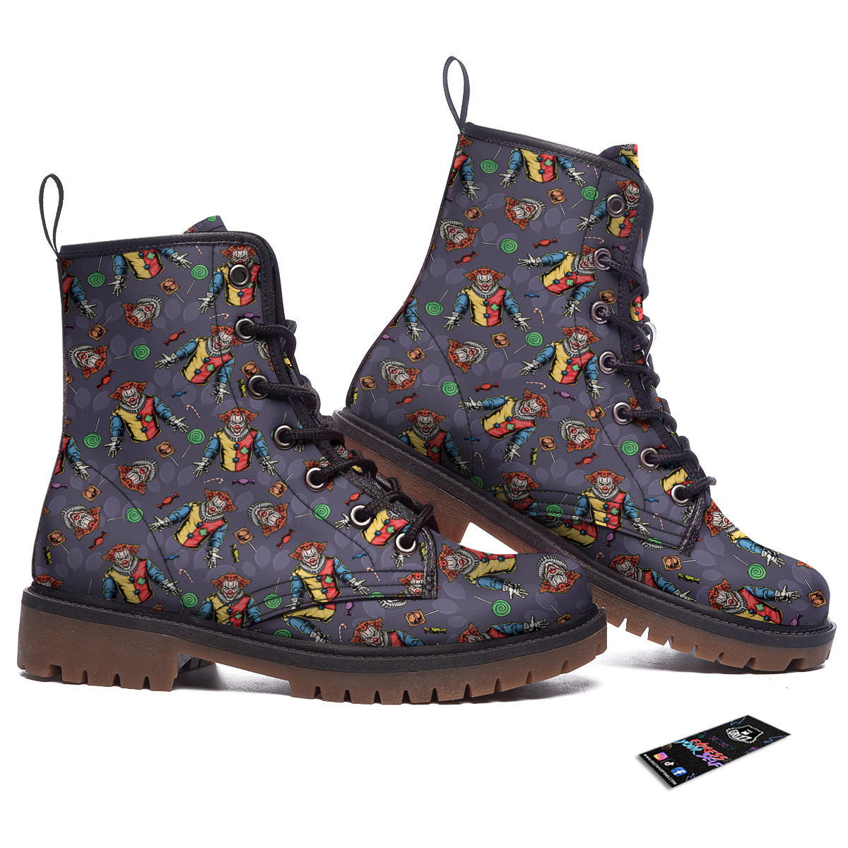 Scary Evil Clown Print Pattern Work Boots-grizzshop
