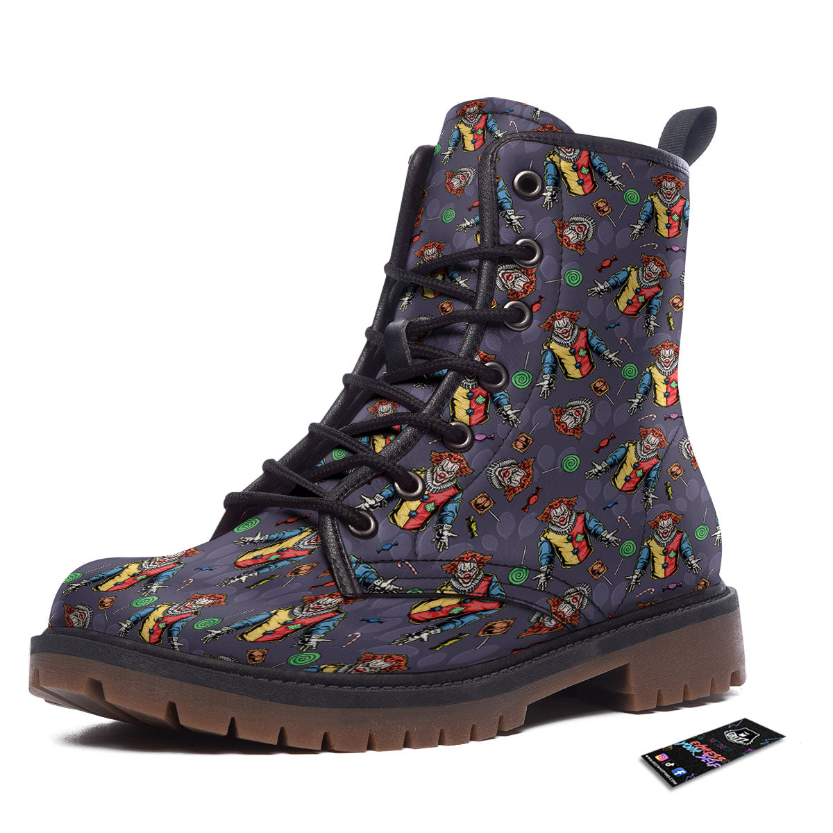 Scary Evil Clown Print Pattern Work Boots-grizzshop