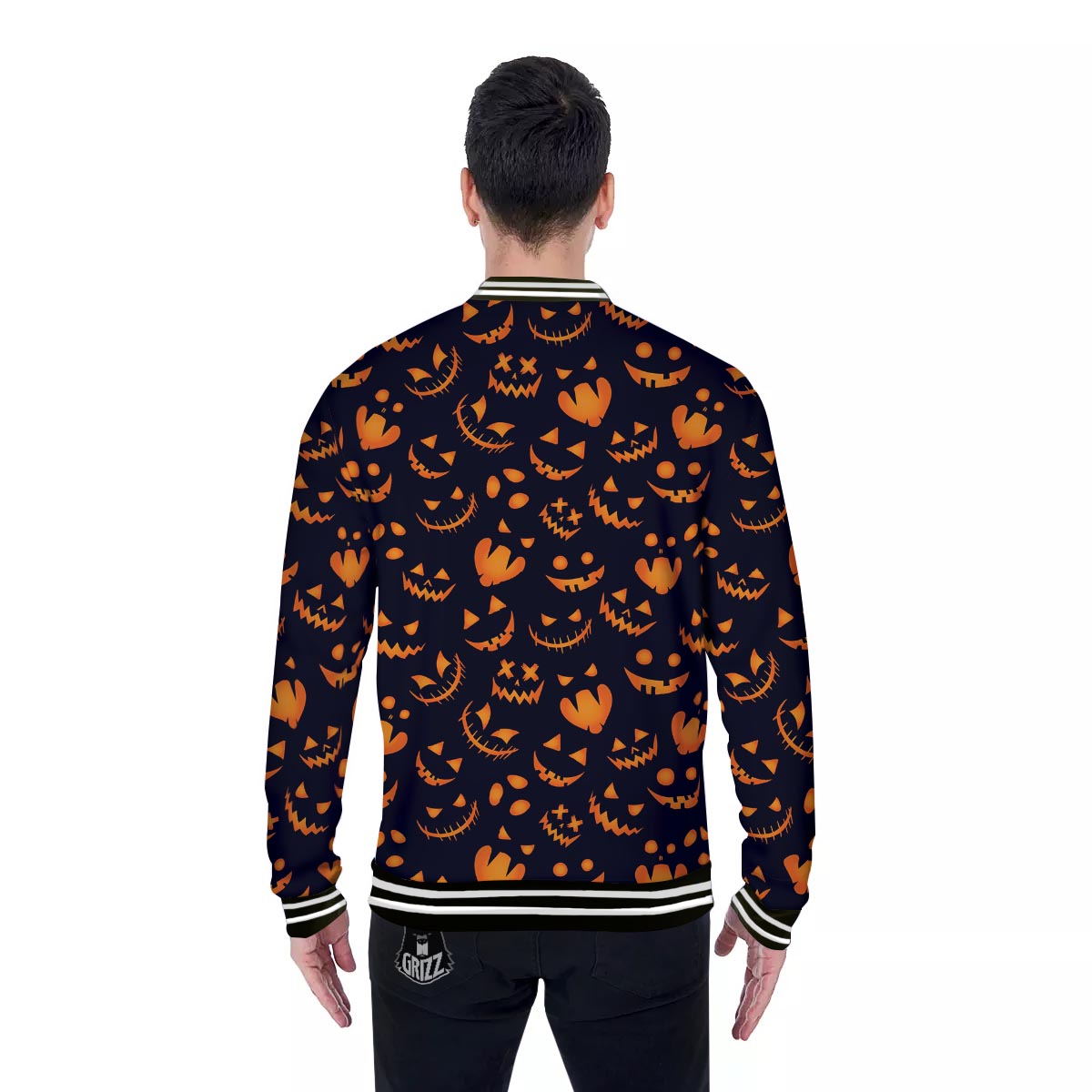 Scary Pumpkin Halloween Print Pattern Baseball Jacket-grizzshop